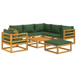 vidaXL 8-delige Loungeset met groene kussens massief hout