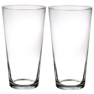 2x Conische vaas glas 30 cm