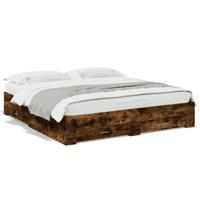 Bedframe met lades bewerkt hout gerookt eikenkleurig 200x200 cm