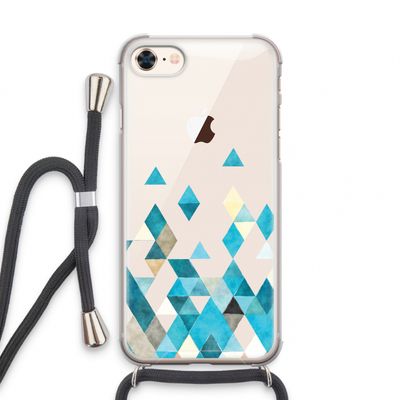 Gekleurde driehoekjes blauw: iPhone 7 Transparant Hoesje met koord