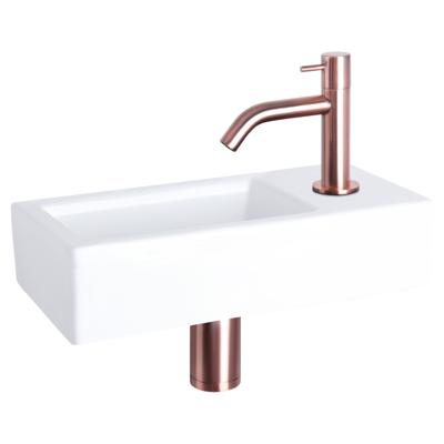 Differnz Ravo fonteinset keramiek - kraan gebogen - 38.5 x 18.5 x 9 cm - rood koper