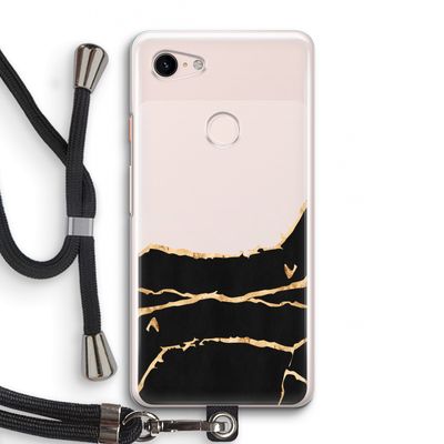 Gouden marmer: Pixel 3 Transparant Hoesje met koord