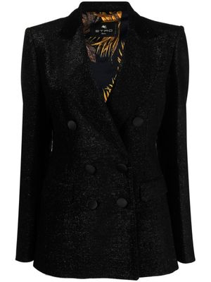 ETRO blazer métallisé à boutonnière croisée - Noir