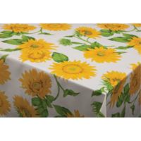 Bellatio Design Tafelzeil Zonnebloemen Print - Wit - 140 x 180 cm - PVC - Tuintafelkleed