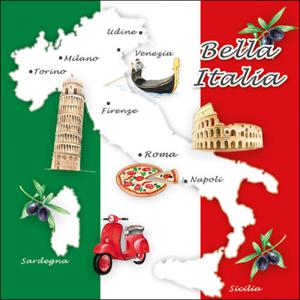 20x Italie steden thema servetten 33 x 33 cm