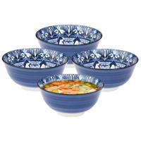 Soepkommen Tokyo style - blauw - 6x stuks - 15 x 7 cm - keramiek - soepkommetjes - schaaltjes
