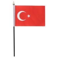 Turkije - mini vlaggetje van 10 x 15 cm op stokje - Landen vlag - H27 cm