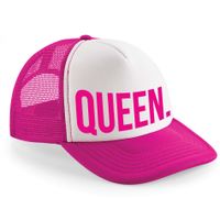 Snapback/cap voor dames - Queen - roze/wit - feest petjes - koningsdag - koningin