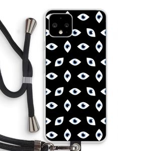 Eyes pattern: Pixel 4 Transparant Hoesje met koord