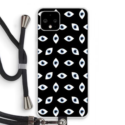 Eyes pattern: Pixel 4 Transparant Hoesje met koord