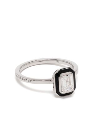 Selim Mouzannar bague Mina en or blanc 18ct sertie de diamants et d'émail - Argent