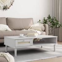Salontafel SENJA 100x55x33 cm rattan-look massief hout wit