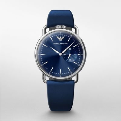 Horlogeband Armani AR11335 Leder Blauw 22mm