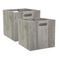 Opbergmand/kastmandje - Set van 2x stuks - Grijs wash - 31 x 31 x 31 cm - 29 liter - Vakkenkast mand