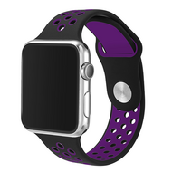 Sportbandje - Maat: M/L - Paars + Zwart - Geschikt voor Apple Watch 38mm / 40mm / 41mm - thumbnail