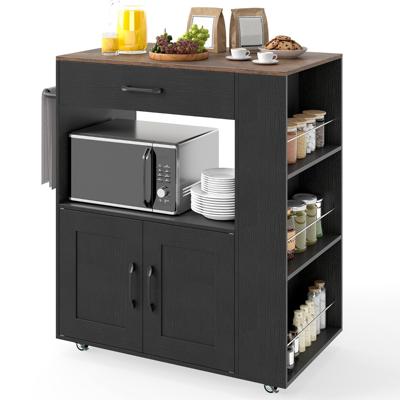 Mobiele Keukeneilandwagen met Werkblad Veelzijdige Wagen Op Zwenkwielen