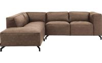 Goossens Bank Calvin bruin, micro leer, 2-zits, modern design met ligelement links