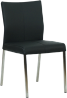 Zwarte leren moderne eetkamerstoel Basic - poot vierkant rvs - Toledo Leer Nero (zwart leer)