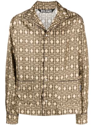 Palm Angels chemise en soie à imprimé monogrammé - Marron