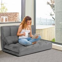 Floor Sofa Verstelbare Slaapbank Slaapbank Luie Slaapbank met 2 Kussens Grijs