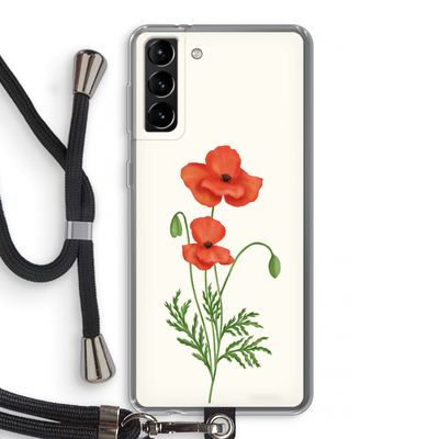 Red poppy: Samsung Galaxy S21 Plus Transparant Hoesje met koord
