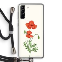 Red poppy: Samsung Galaxy S21 Plus Transparant Hoesje met koord