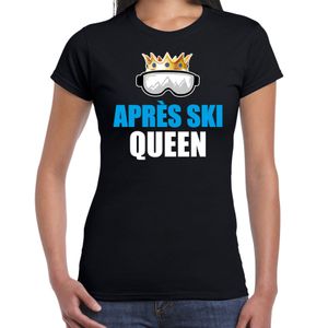 Apres ski t-shirt Apres ski Queen zwart dames - Wintersport shirt - Foute apres ski outfit