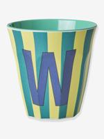 Gestreepte melamine mok LETTER W rice, medium 250 ml meerkleurig