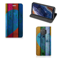 Nokia 9 PureView Book Wallet Case Wood Heart - Cadeau voor je Vriend