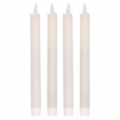 4x Witte Led kaarsen/dinerkaarsen 25,5 cm