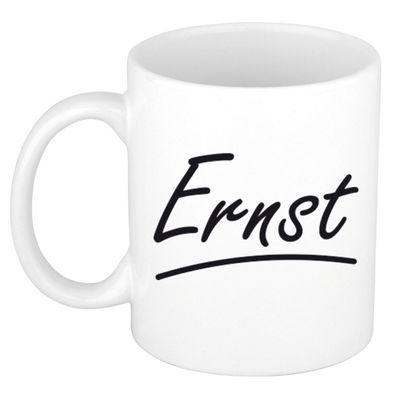 Naam cadeau mok / beker Ernst met sierlijke letters 300 ml