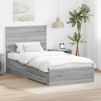 Bedframe met hoofdeinde Grijs Sonoma 100 x 200 cm Bewerkt hout