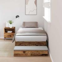 Opbergbedframe met lade met opslag Oud Hout 100 cm Bewerkt hout