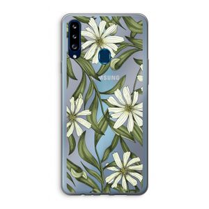 Wit bloemenpatroon: Samsung Galaxy A20s Transparant Hoesje