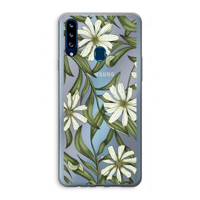 Wit bloemenpatroon: Samsung Galaxy A20s Transparant Hoesje