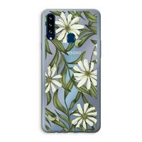 Wit bloemenpatroon: Samsung Galaxy A20s Transparant Hoesje Wit bloemenpatroon: Samsung Galaxy A20s Transparant Hoesje