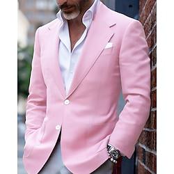 Voor heren Blazer liiketoiminta Cocktailparty Bruiloft Modieus Casual Lente Herfst Polyester Effen Kleur nappi Zak Comfortabel Enkele rij knopen Blazer Licht Roze Lightinthebox