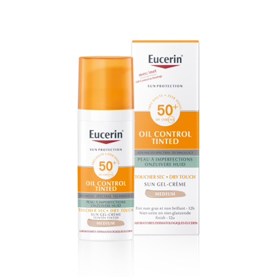 Eucerin Sun Oil Control SPF 50+ Dry Touch Gel-Crème Tinted Medium Onzuivere en Vette Huid 50ml