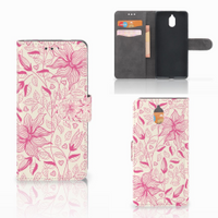 Nokia 3.1 (2018) Hoesje Pink Flowers - thumbnail