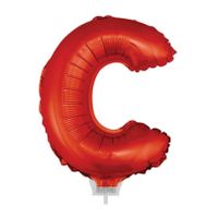 Rode opblaas letter ballon C op stokje 41 cm   -