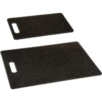Secret de Gourmet keuken snijplanken set - 2x stuks - zwart - 15 x 25 en 27 x 36 cm - kunststof