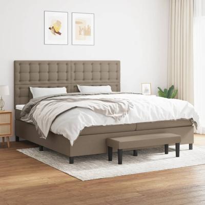 Boxspring met matras stof taupe 200x200 cm