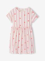 Comfortabele jersey jurk voor meisjes roze, gestreept