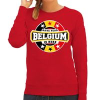 Have fear Belgium is here / Belgie supporter sweater rood voor dames - thumbnail