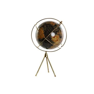 Wereldbol Home ESPRIT Geel Bruin Zwart PVC Aluminium 25 x 25 x 42 cm