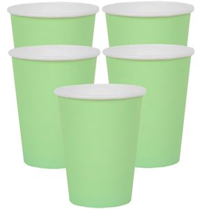 30x Stuks feest/verjaardag bekertjes karton - mintgroen - 270 ml