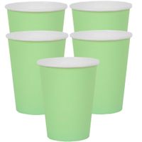 30x Stuks feest/verjaardag bekertjes karton - mintgroen - 270 ml