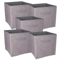Kast opberg/opruim mand - Set van 5x stuks - grijs - 30 x 30 x 30 cm