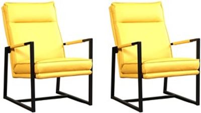 Set van 2 Gele leren industriële design fauteuils Square - Toledo Leer Giallo (geel leer)
