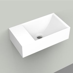 Fontein Arcqua Marble Free 40x22x12 cm Links Zonder Kraangat Mat Wit
